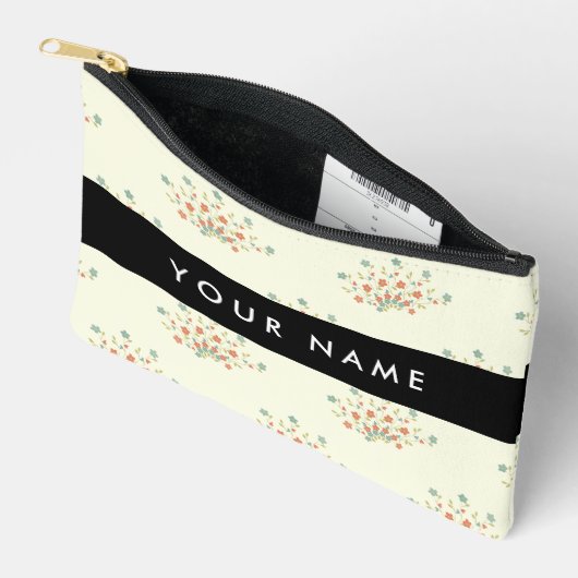 青と赤の花、黒、あなたの名前 アクセサリーポーチ (見開き)