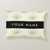 青と赤の花、黒、あなたの名前 アクセントクッション (裏面)