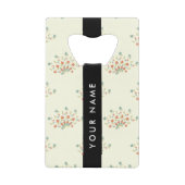 青と赤の花、黒、あなたの名前 クレジットカード栓抜き (正面)