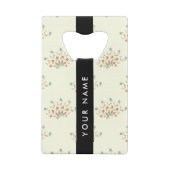 青と赤の花、黒、あなたの名前 クレジットカード栓抜き (裏面)