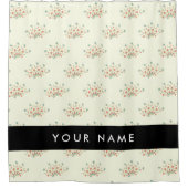 青と赤の花、黒、あなたの名前 シャワーカーテン (正面)