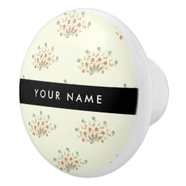 青と赤の花、黒、あなたの名前 セラミックノブ