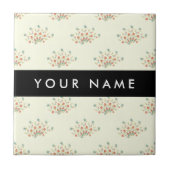 青と赤の花、黒、あなたの名前 タイル (正面)