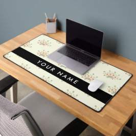 青と赤の花、黒、あなたの名前 デスクマット