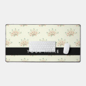 青と赤の花、黒、あなたの名前 デスクマット (キーボード&マウス)