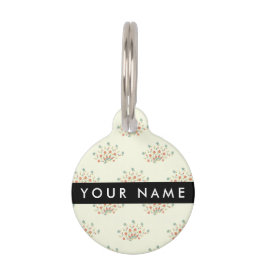 青と赤の花、黒、あなたの名前 ペット　ネームタグ