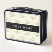 青と赤の花、黒、あなたの名前 メタルランチボックス (裏面)