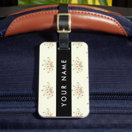 青と赤の花、黒、あなたの名前 ラゲッジタグ