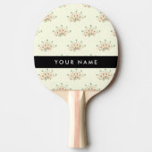 青と赤の花、黒、あなたの名前 卓球ラケット (正面)