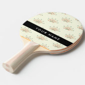 青と赤の花、黒、あなたの名前 卓球ラケット (正面アングル)