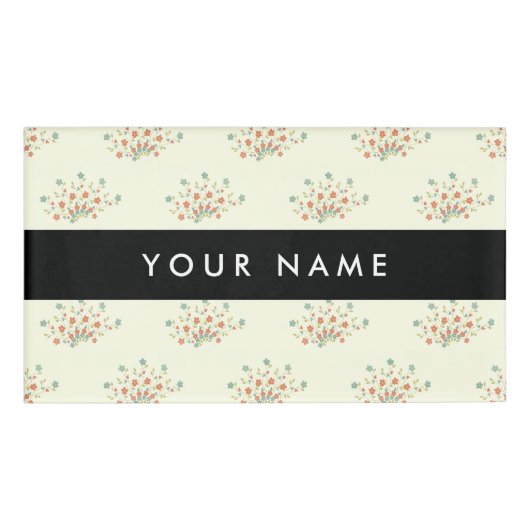 青と赤の花、黒、あなたの名前 名札 (正面)