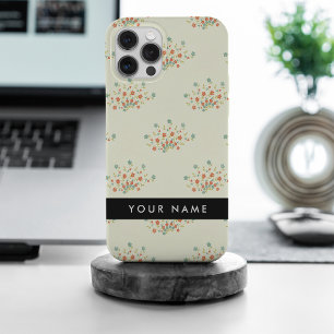 青と赤の花、黒、あなたの名前 iPhone 15 PRO MAXケース