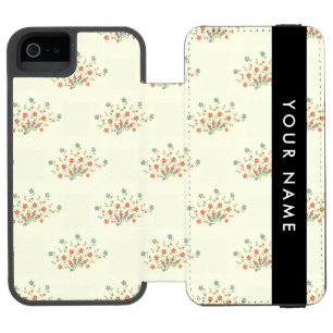 青と赤の花、黒、あなたの名前 iPhone SE/5/5sウォレットケース