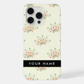 青と赤の花、黒、あなたの名前 iPhoneケース (裏面)