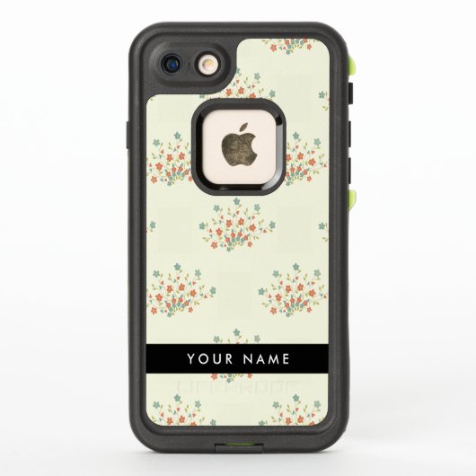 青と赤の花、黒、あなたの名前 LifeProof iPhoneケース (裏面)