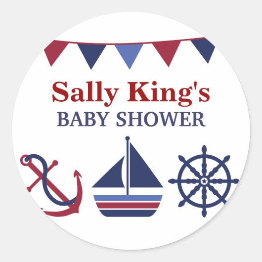 青と赤の赤航海のちゃんシャワーステッカー ラウンドシール (正面)