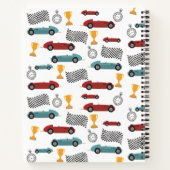 青と赤の速いレトロなヴィンテージ レースカー ノートブック (裏面)