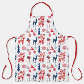 青と赤の醜いクリスマスデザイン エプロン (正面)
