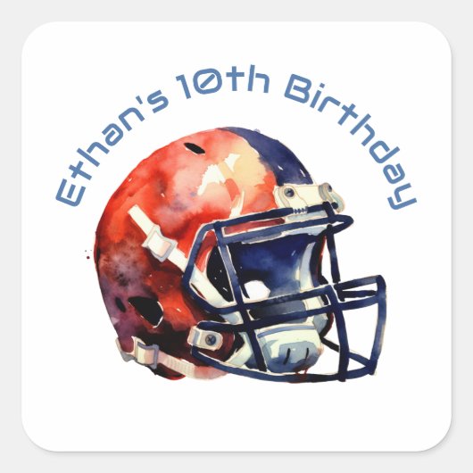 青と赤の野球タイポグラフィ スクエアシール (正面)