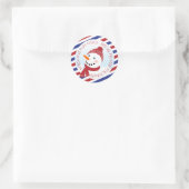 青と赤の雪だるま クラシック ラウンド ステッカー (バッグ)