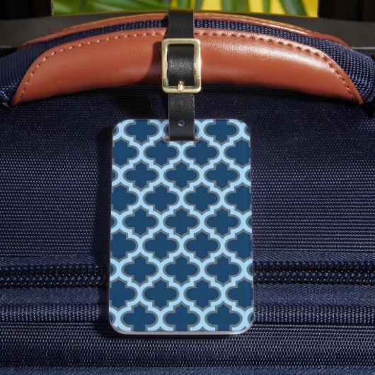 青と赤の青のトレリス、ラティス、クローバー ラゲッジタグ (正面インサイチュ2)