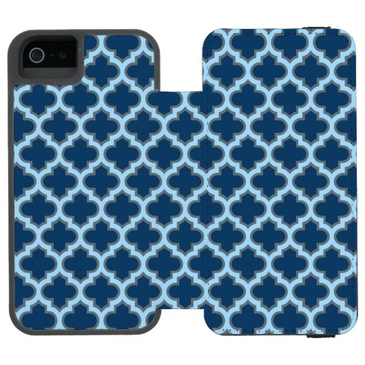 青と赤の青のトレリス、ラティス、クローバー INCIPIO iPhoneウォレットケース (フォリオ Open)