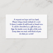 青と赤の飛行機の赤ちゃんシャワーベビー エンクロージャーカード (裏面)