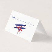 青と赤の飛行機ベビーシャワー座席表 (裏面)