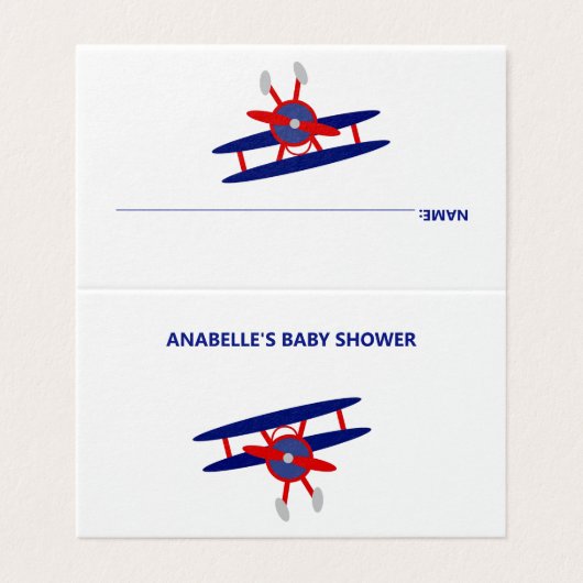 青と赤の飛行機ベビーシャワー座席表 (外部フラット)