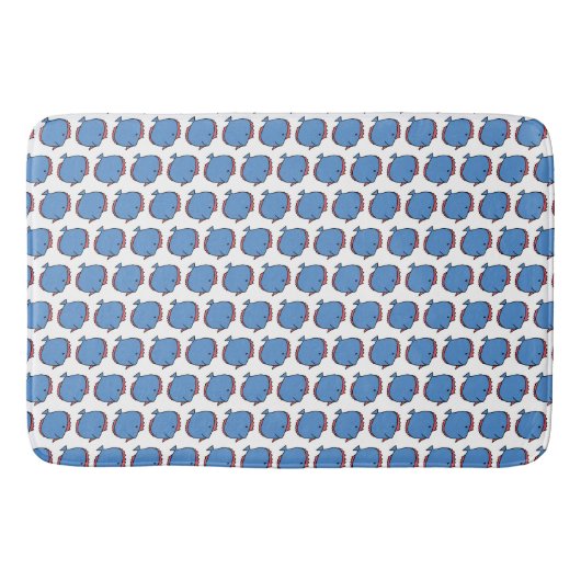 青と赤の魚 バスマット (正面)