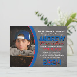 青と赤の黒板卒業発表 招待状