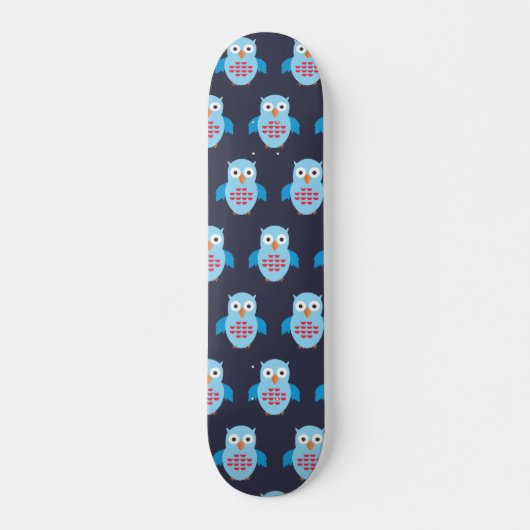 青と赤フクロウ スケートボード (正面)