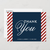 青と赤航海のの結婚Thank You Post Card ポストカード (正面/裏面)