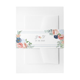 青と赤面のバラ 招待状ベリーバンド