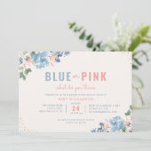 青と赤面のピンクのフローラの性別がパーティー 招待状 (スタンド正面)