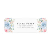 青と赤面のピンクの水色のフローラ招待 ラベル (正面)