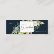 青と赤面のフローラの卒業式の名刺