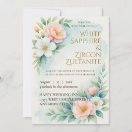 青と赤面のフローラ結婚式招待状 招待状