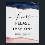 青と赤面の好意のサイン ポスター<br><div class="desc">フローラベビー性リビールパーティーの好意を示す美しい青とピンクの手のアゲート付き色彩の鮮やかの署名</div>