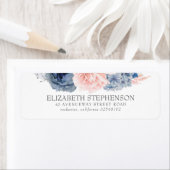 青と赤面の水色の花エレガント ラベル (インサイチュ)