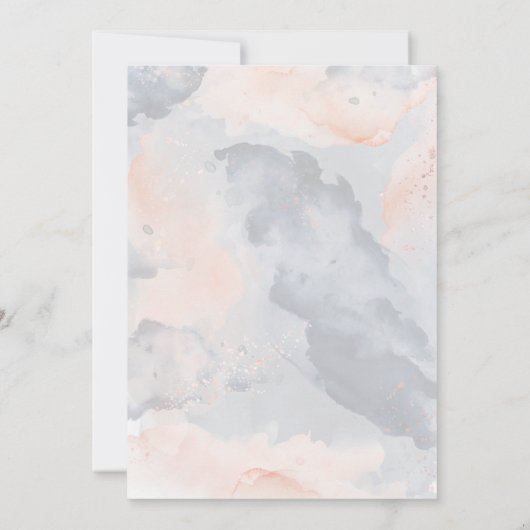 青と赤面水色フローラ金ゴールド幾何学模様 招待状 (裏面)