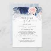 青と赤面色の花結婚の情報 エンクロージャーカード (正面/裏面)