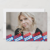 青と赤4枚の写真卒業のお知らせ 招待状 (裏面)