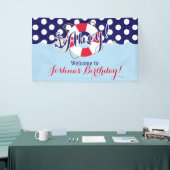 青と赤、セーラー、航海の誕生日 横断幕 (トレードショー)