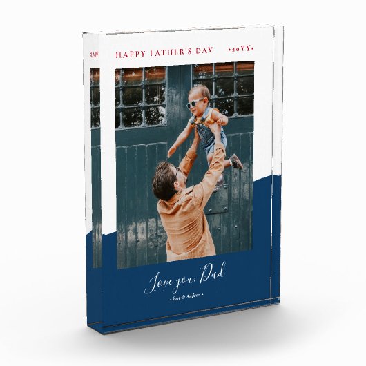 青と赤 | 父モダンの日の写真ギフト フォトブロック (左)