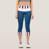 青と赤、白、青のがキャプストライプリスを叫んだ カプリレギンス (正面)