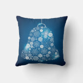 青と輝く白い雪の結晶クリスマスベル クッション (裏面)