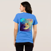 青と金と黄色のスパークルモノグラムの月の天使 トライブレンドTシャツ (裏面全面)