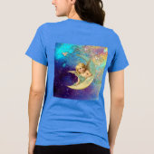 青と金と黄色のスパークルモノグラムの月の天使 トライブレンドTシャツ (裏面)