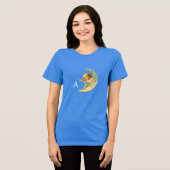 青と金と黄色のスパークルモノグラムの月の天使 トライブレンドTシャツ (正面全面)